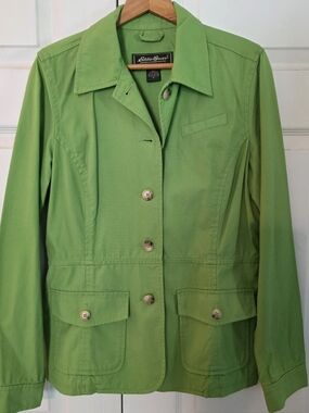 Eddie Bauer Lime Green Button-Front Utility Jacket